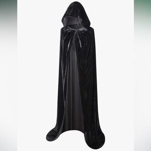 Black Hooded Velvet Costume Cape
